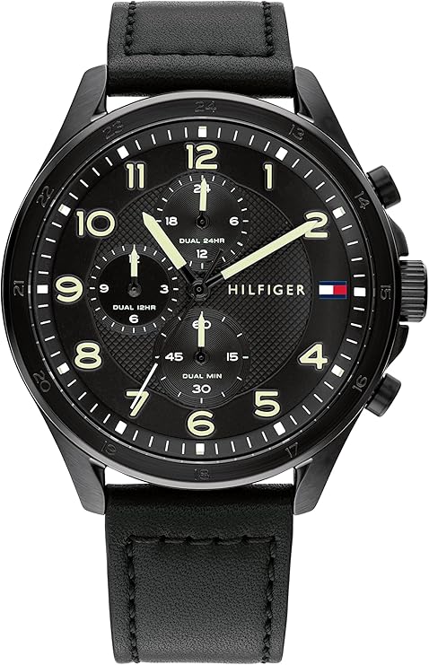 Tommy Hilfiger Analogue Multifunction Quartz Watch for Men with Black Leather Strap - 1792004