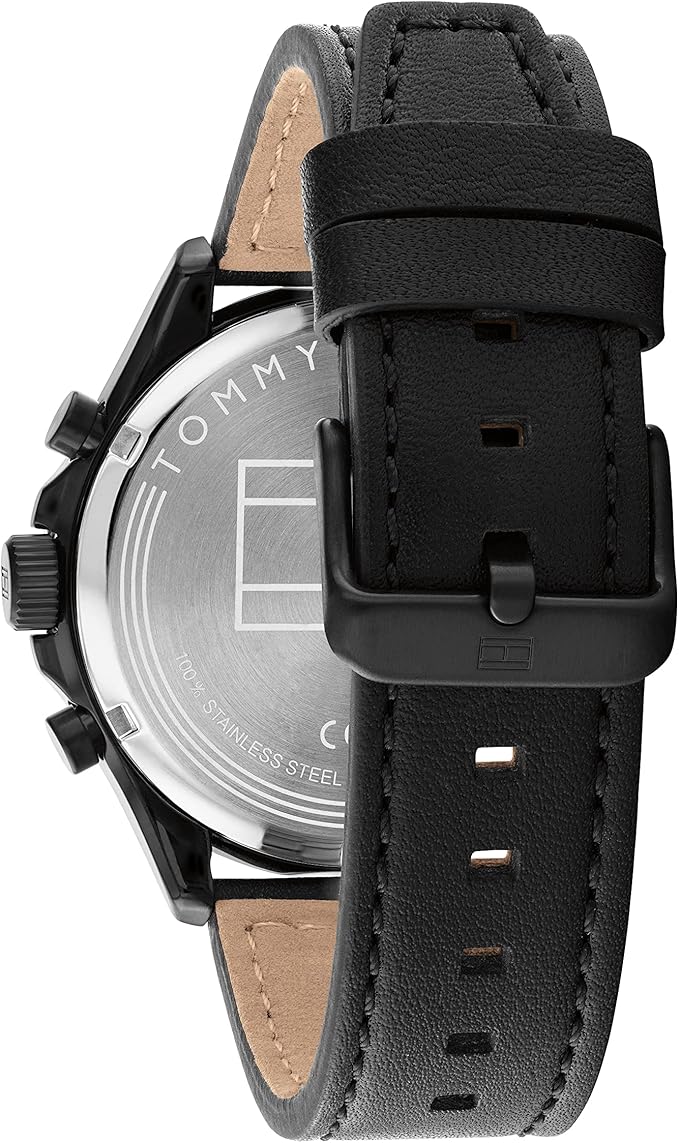 Tommy Hilfiger Analogue Multifunction Quartz Watch for Men with Black Leather Strap - 1792004 - Image 3
