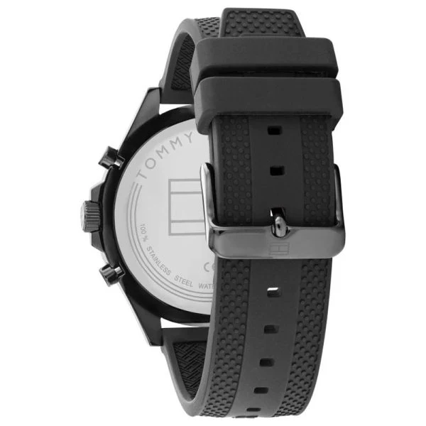 Tommy Hilfiger Men’s Quartz Black Silicone Strap Black Dial 46mm Watch 1791921 - Image 3