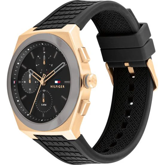 Tommy Hilfiger Men’s Quartz Black Silicone Strap Grey Dial 44mm Watch 1791931 - Image 2