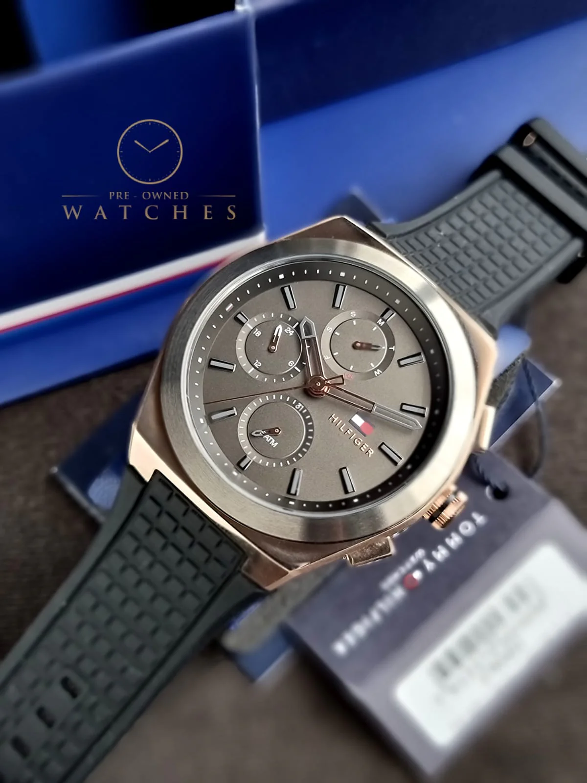 Tommy Hilfiger Men’s Quartz Black Silicone Strap Grey Dial 44mm Watch 1791931 - Image 5