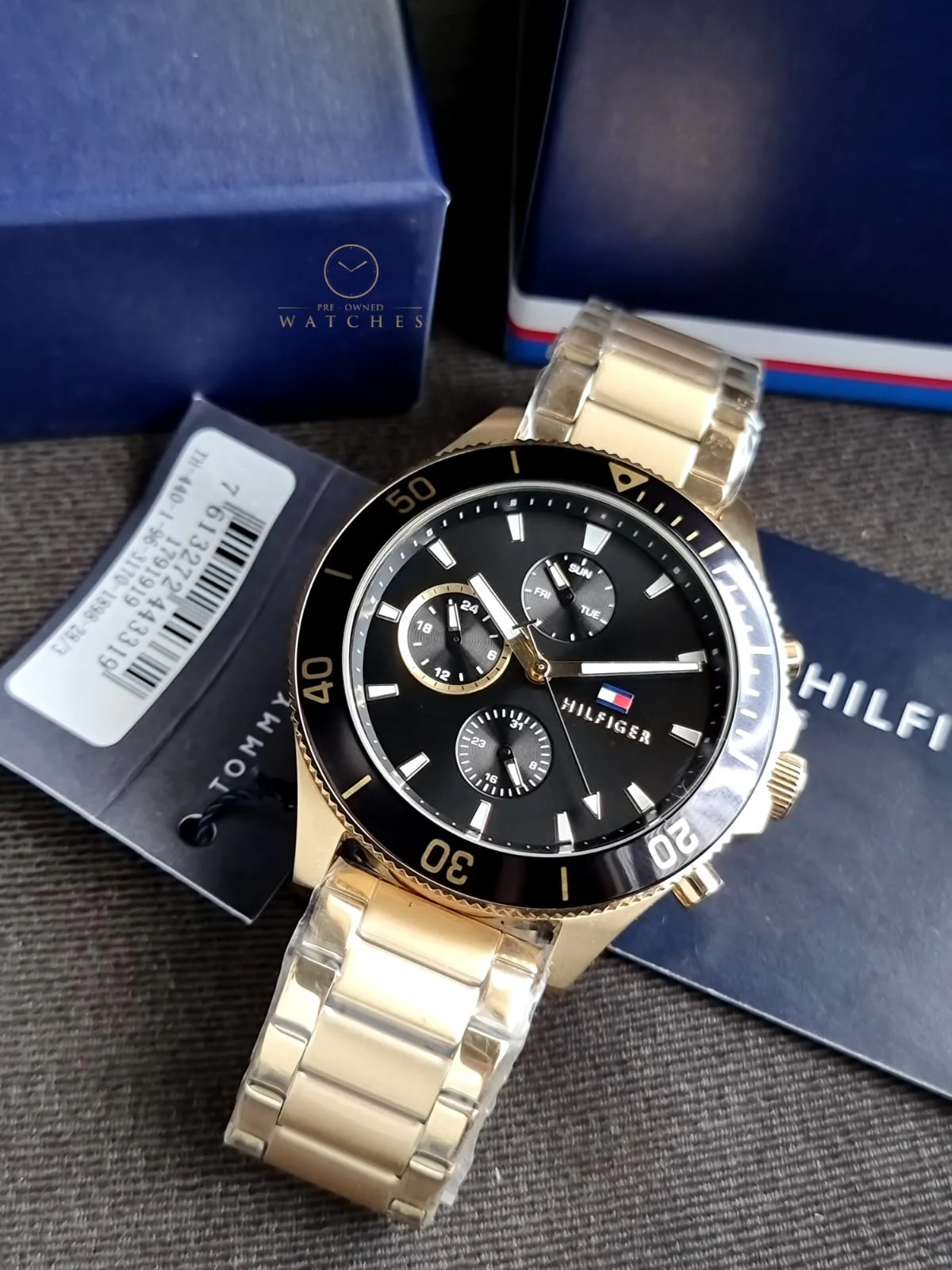 Tommy Hilfiger Men’s Quartz Gold Stainless Steel Black Dial 46mm Watch 1791919 - Image 4