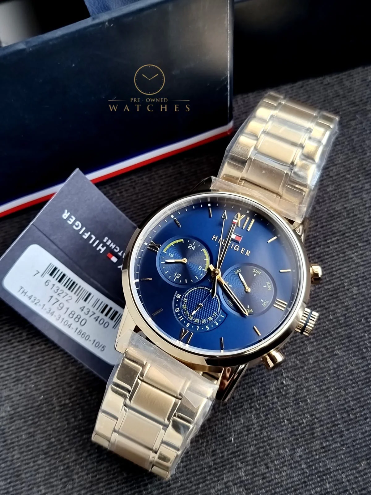 Tommy Hilfiger Men’s Quartz Gold Stainless Steel Blue Dial 44mm Watch 1791880 - Image 4