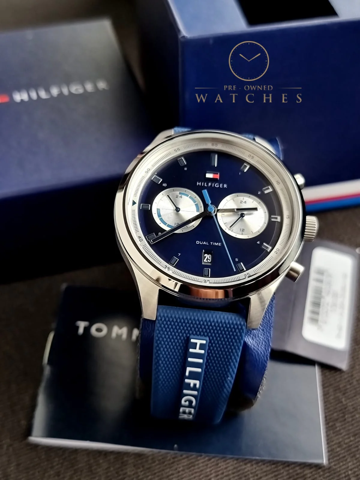 Tommy Hilfiger Men’s Quartz Silicone Strap Blue Dial 44mm Watch 1791781 - Image 4