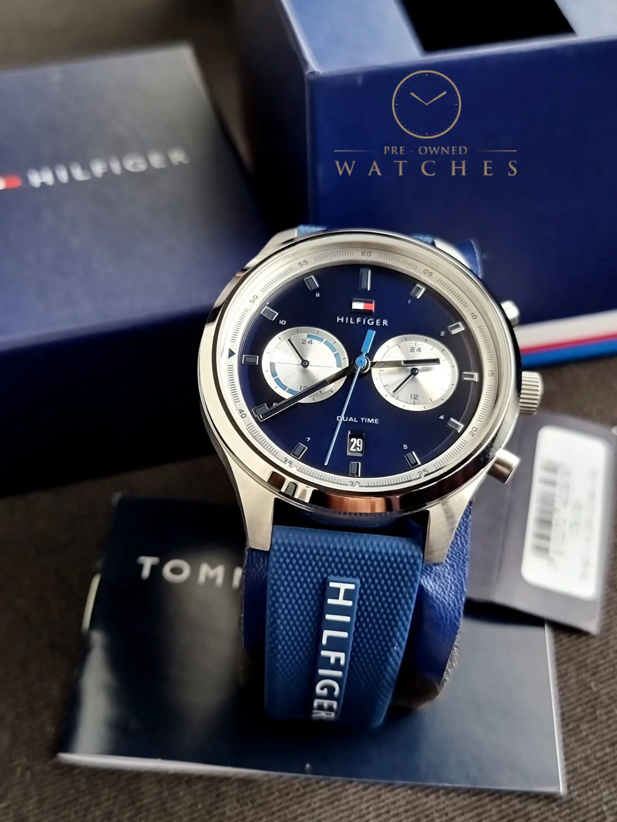 Tommy Hilfiger Men’s Quartz Silicone Strap Blue Dial 44mm Watch 1791781 - Image 9
