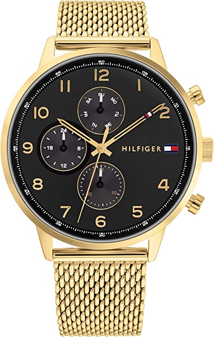 Tommy Hilfiger Men's Multifunction Stainless Steel and Mesh Bracelet Watch, Color: Black (Model: 1791989)