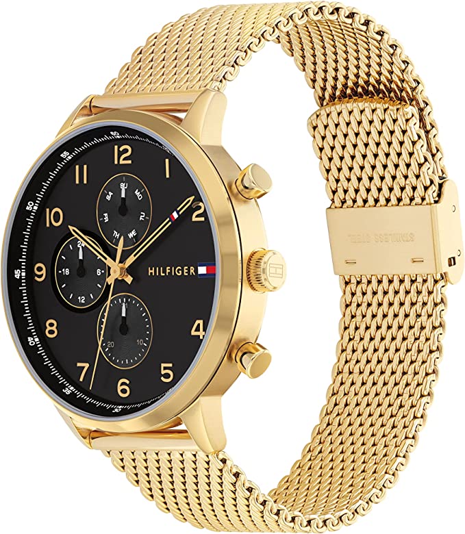 Tommy Hilfiger Men's Multifunction Stainless Steel and Mesh Bracelet Watch, Color: Black (Model: 1791989) - Image 2