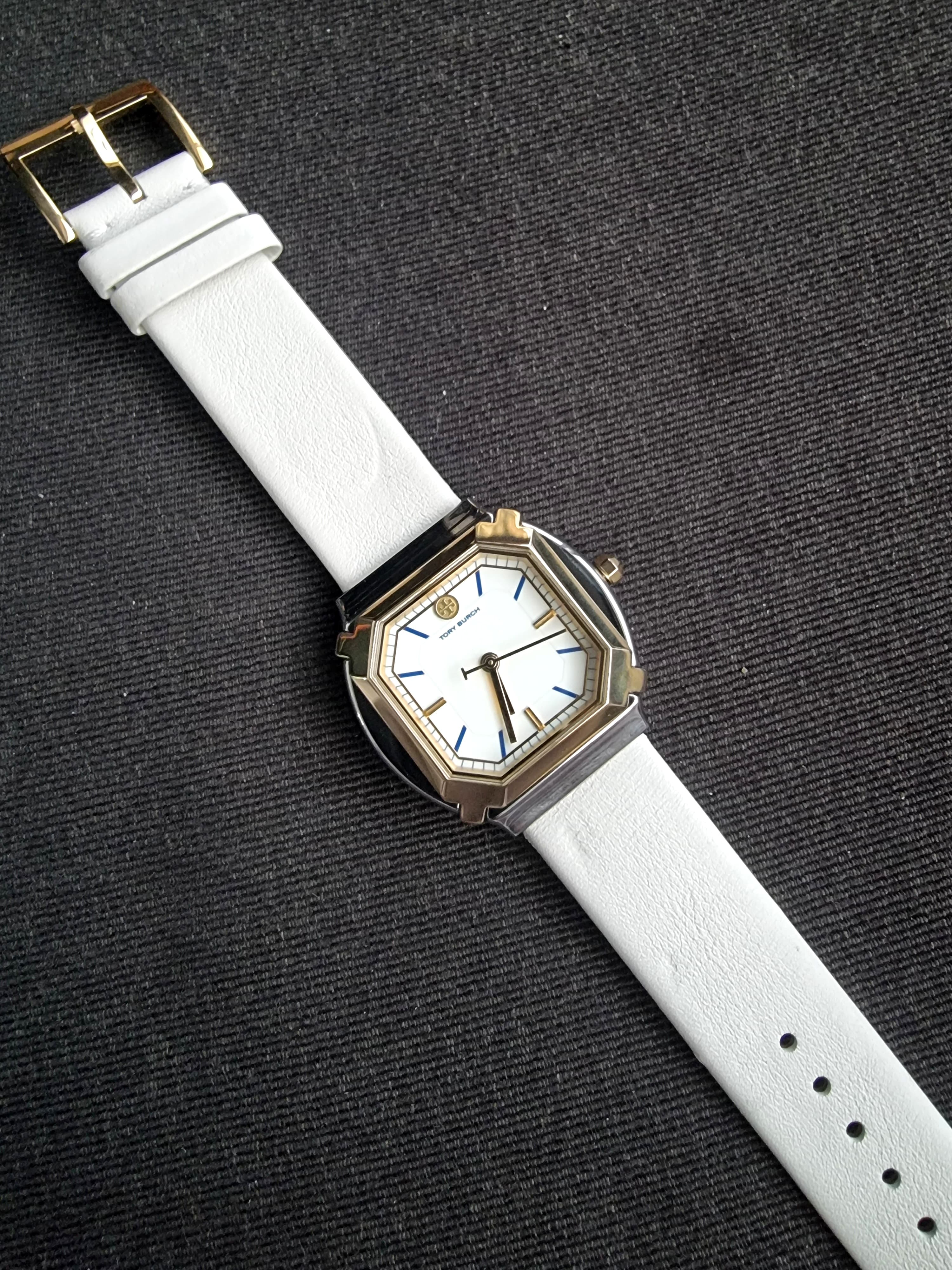 Tory Burch Blake Leather Strap Silver & Gold Case 34mm Watch TBW5100 - Image 10