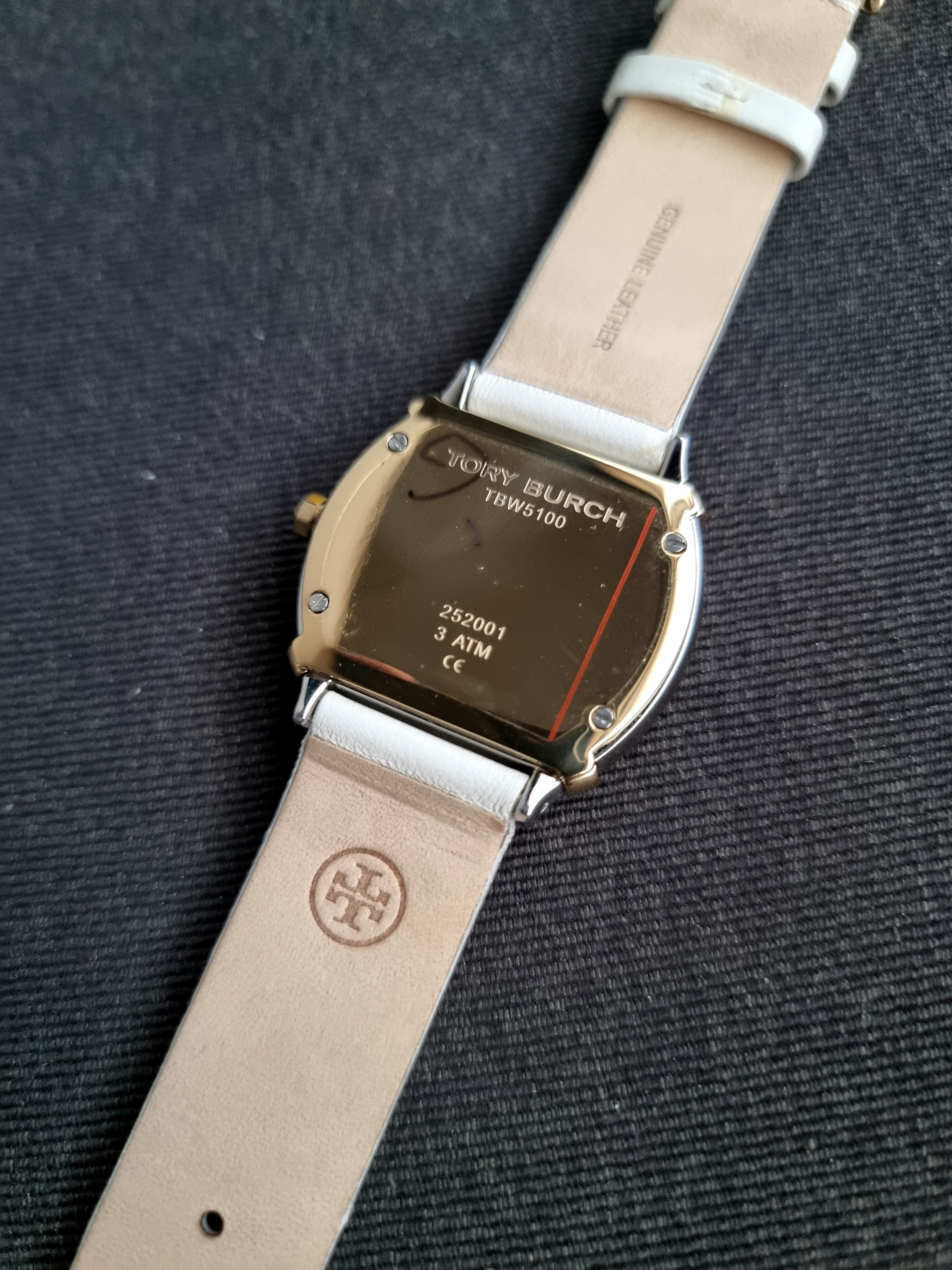 Tory Burch Blake Leather Strap Silver & Gold Case 34mm Watch TBW5100 - Image 11