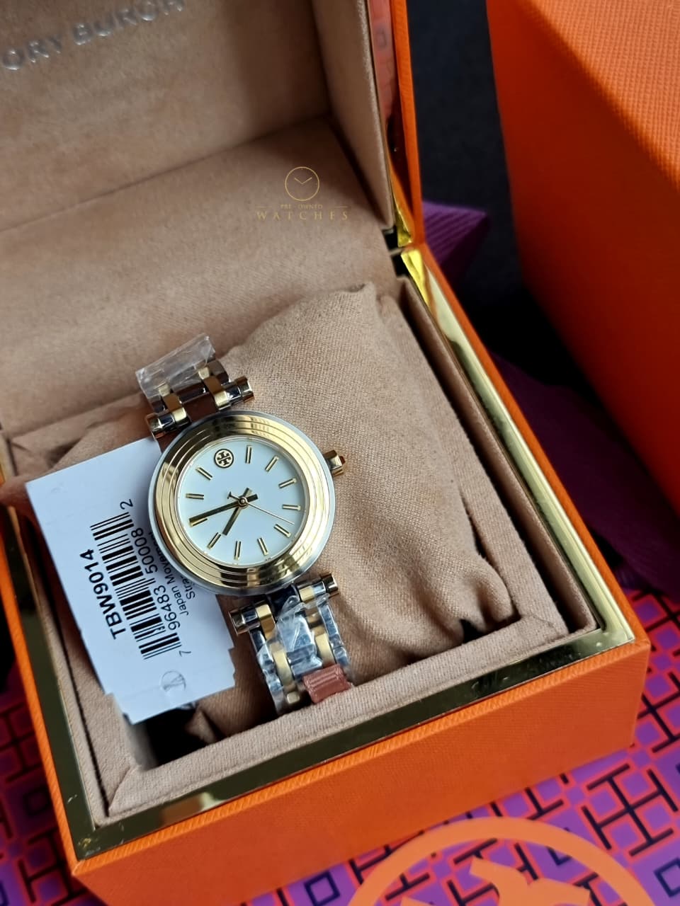 Tory Burch Classic T Two-tone Stainless Steel Cream Dial Quartz Watch for Ladies - TBW9014
