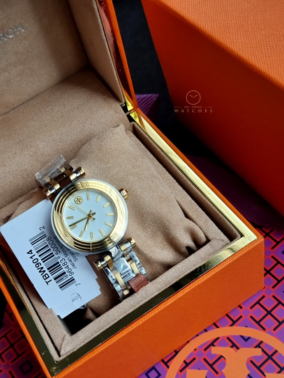 Tory Burch Classic T Two-tone Stainless Steel Cream Dial Quartz Watch for Ladies - TBW9014 - Image 3