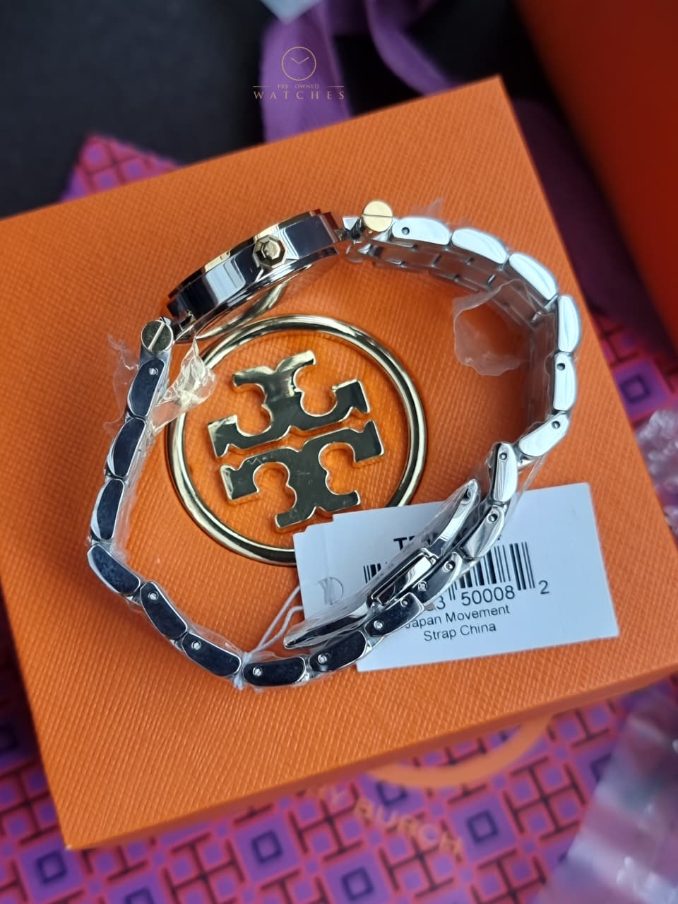 Tory Burch Classic T Two-tone Stainless Steel Cream Dial Quartz Watch for Ladies - TBW9014 - Image 4