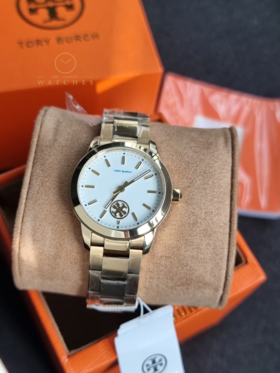 Tory Burch Collins Gold Stainless Steel White Dial Quartz Watch for Ladies - TBW1300 - Image 2