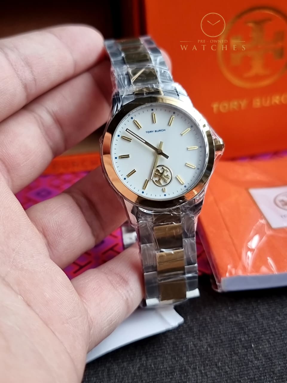 Tory Burch Collins Two-tone Stainless Steel Ivory Dial Quartz Watch for Ladies - TBW1306 - Image 3