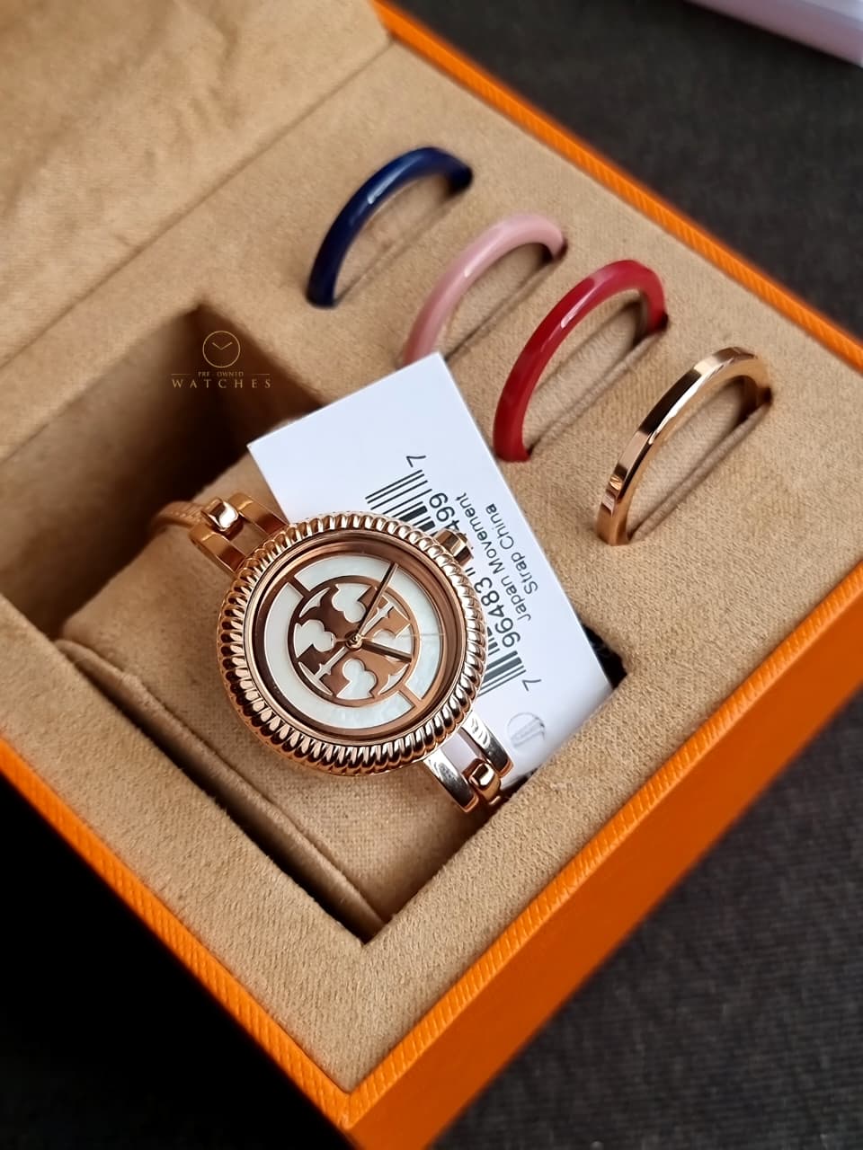 Tory Burch Reva Bangle Women’s Watch Rose Gold Ivory Dial Luxury Fashion – TBW4037 - Image 2