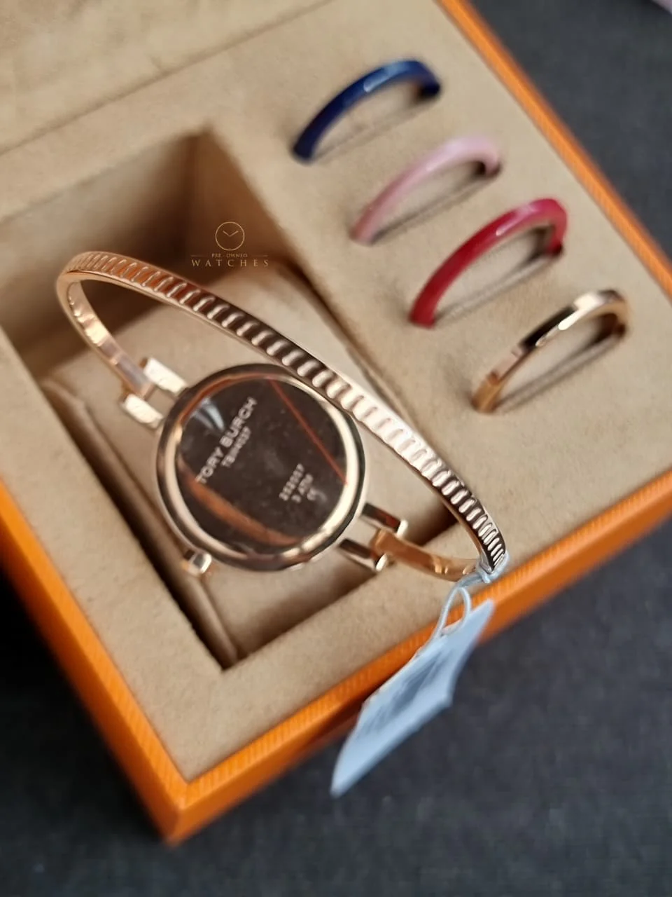 Tory Burch Reva Bangle Women’s Watch Rose Gold Ivory Dial Luxury Fashion – TBW4037 - Image 3