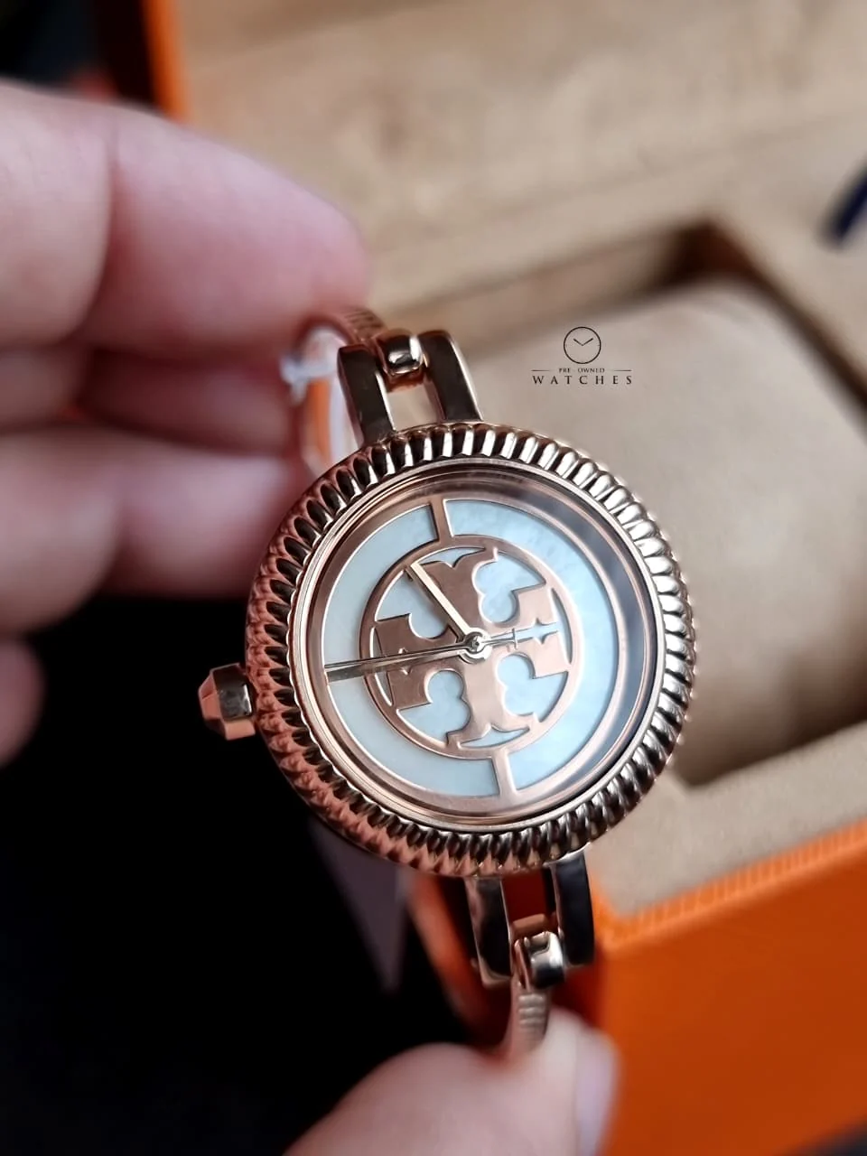 Tory Burch Reva Bangle Women’s Watch Rose Gold Ivory Dial Luxury Fashion – TBW4037 - Image 4