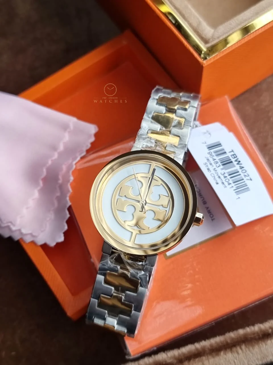 Tory Burch Reva Two-Tone Silver Gold Stainless Steel Women's Watch 36mm – TBW4027 - Image 3