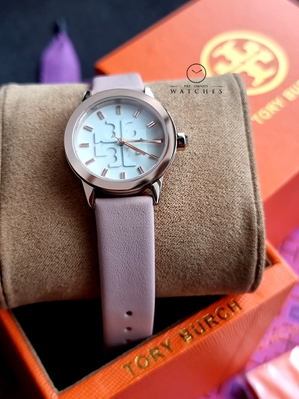 Tory Burch Small Gigi Pink Rose Gold Leather Strap Watch TBW2006 - Image 3