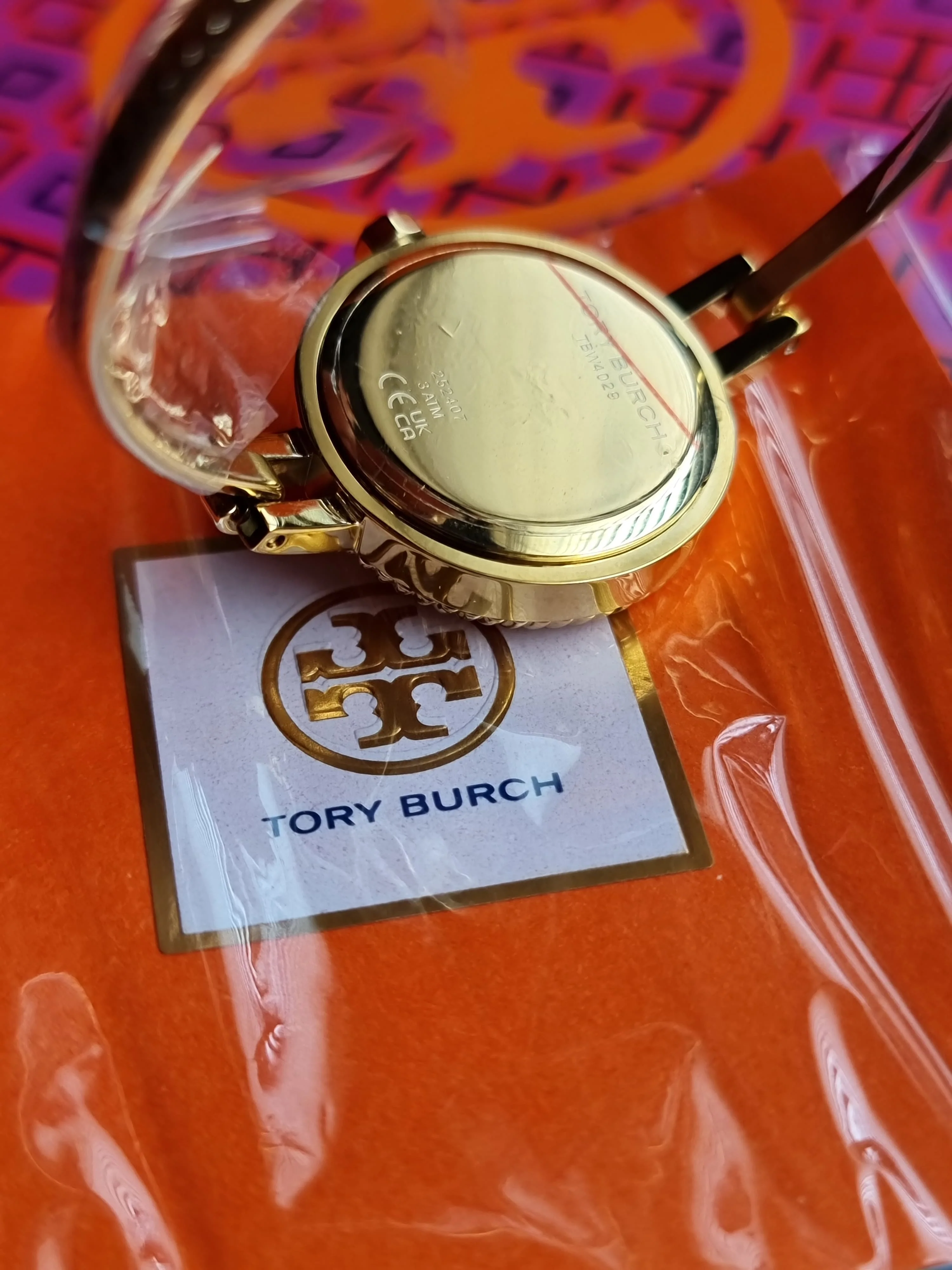 TORY BURCH TBW4029 Womens Reva Gold-Tone Stainless Steel Bangle Watch - Image 4