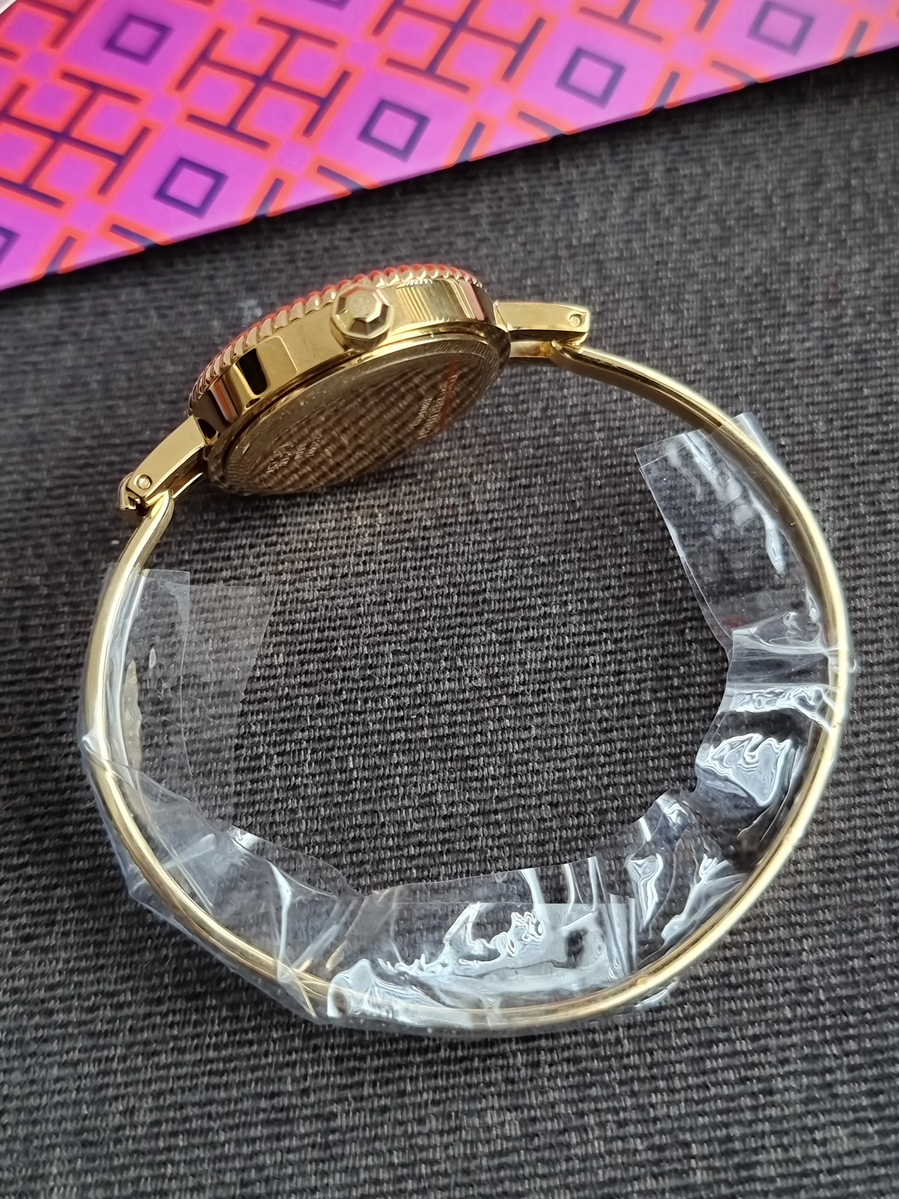 TORY BURCH TBW4029 Womens Reva Gold-Tone Stainless Steel Bangle Watch - Image 6