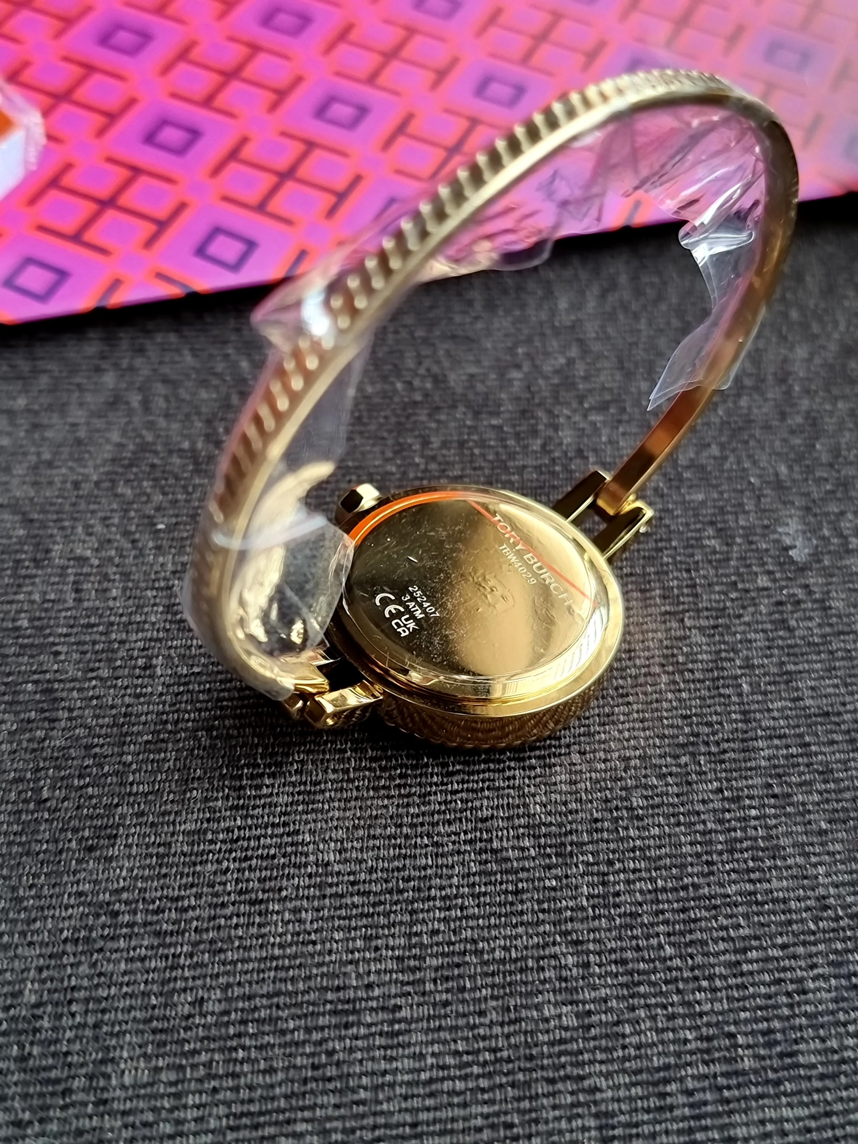 TORY BURCH TBW4029 Womens Reva Gold-Tone Stainless Steel Bangle Watch - Image 7
