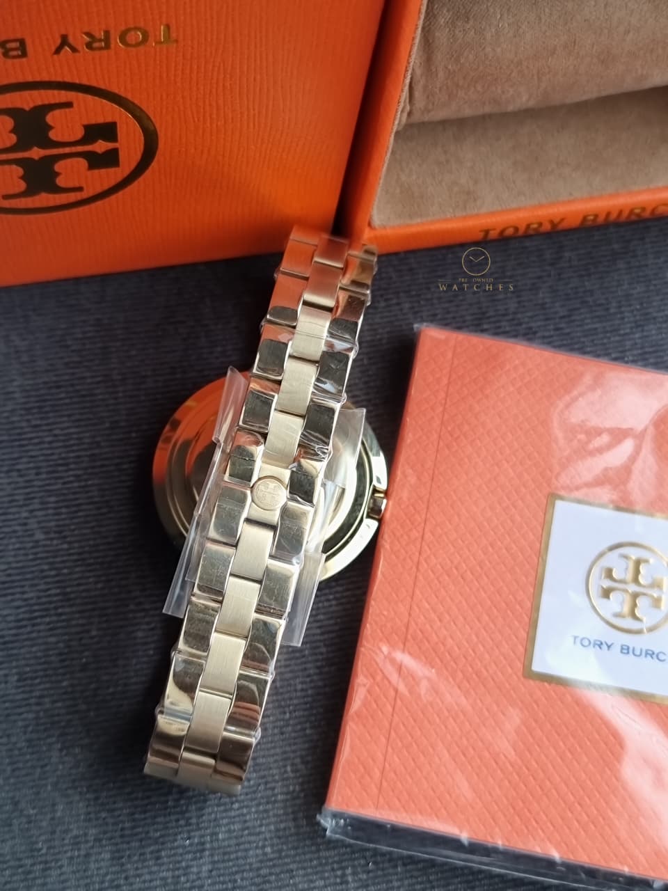 Tory Burch TBW6208 Miller White Logo Dial Gold Stainless Steel Band Women's Watch - Image 4