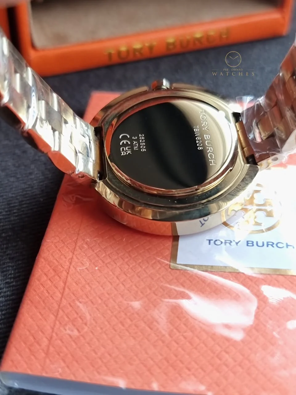 Tory Burch TBW6208 Miller White Logo Dial Gold Stainless Steel Band Women's Watch - Image 5