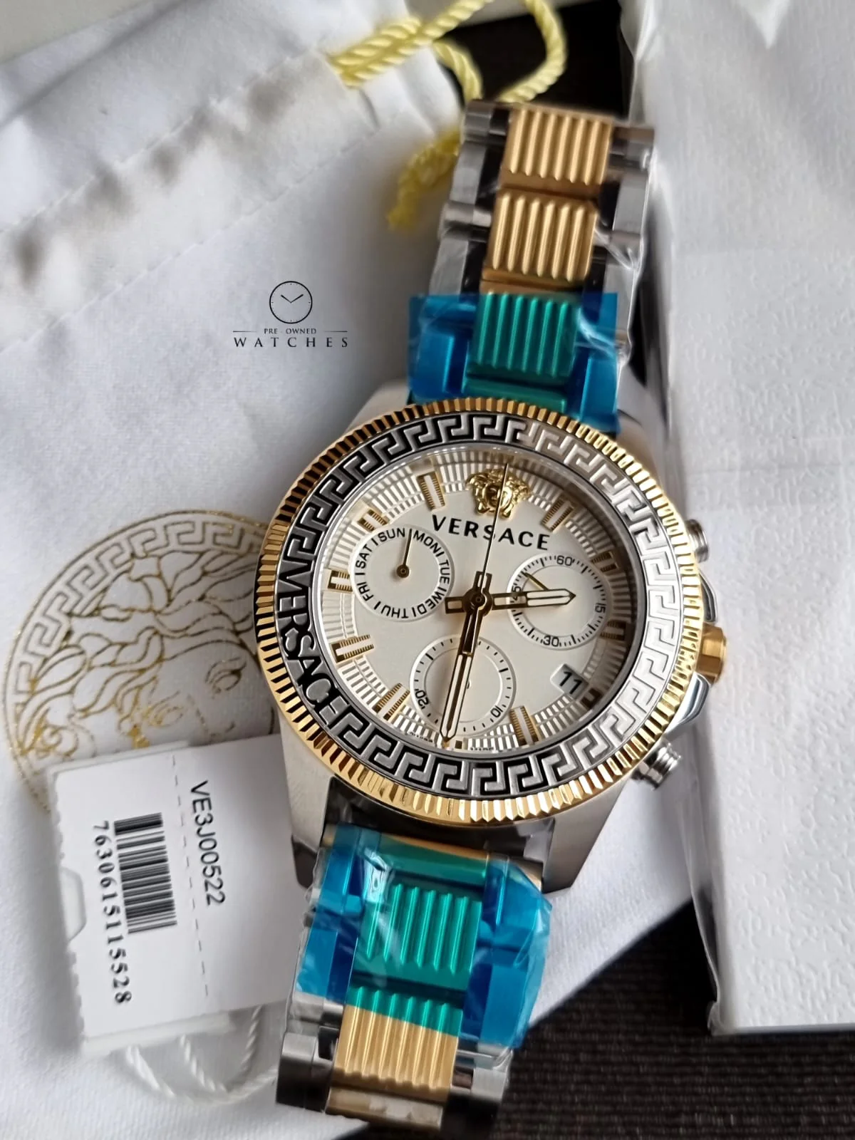 Versace Greca Action VE3J00522 Men's Watch – Silver Dial Chronograph, Two-Tone Stainless Steel, Quartz - Image 3