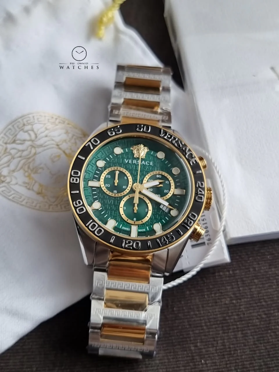 Versace Greca Dome VE6K00423 Men's Watch – Gold Tone, Round Dial, Quartz - Image 2