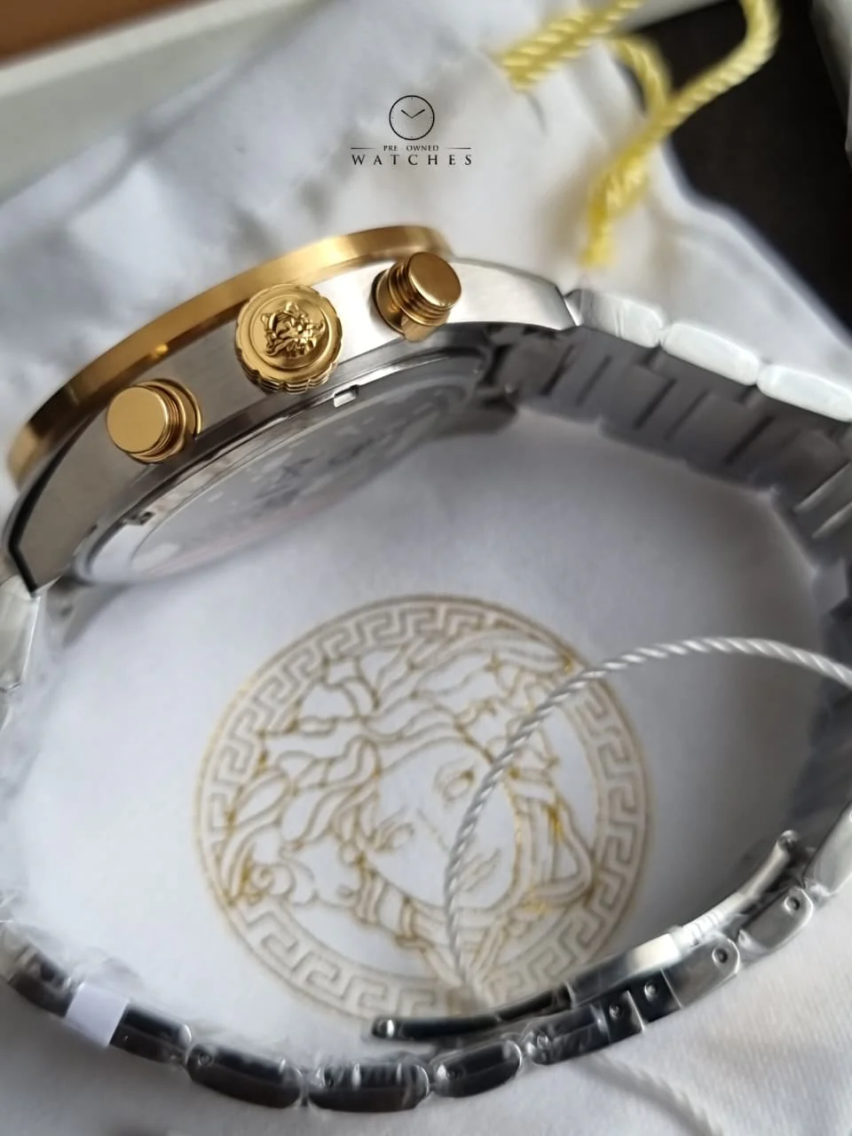 Versace Greca Dome VE6K00423 Men's Watch – Gold Tone, Round Dial, Quartz - Image 3