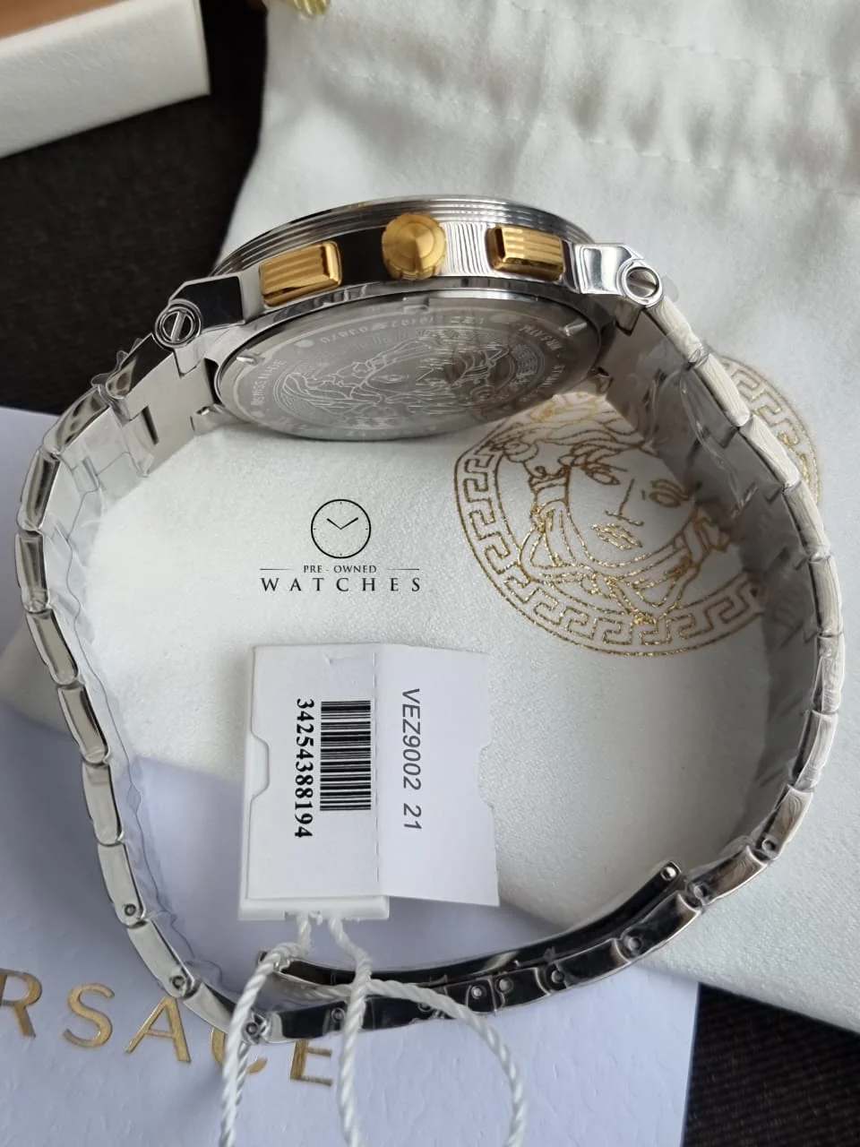 Versace Men’s Quartz Swiss Made Silver Stainless Steel Blue Dial 43mm Watch VEZ900221 - Image 5