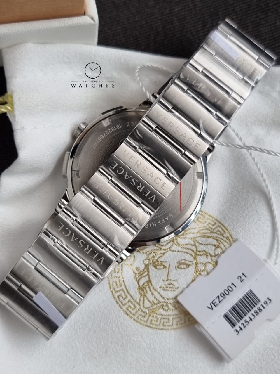 Versace Men’s Quartz Swiss Made Silver Stainless Steel Green Dial 43mm Watch VEZ900121 - Image 3