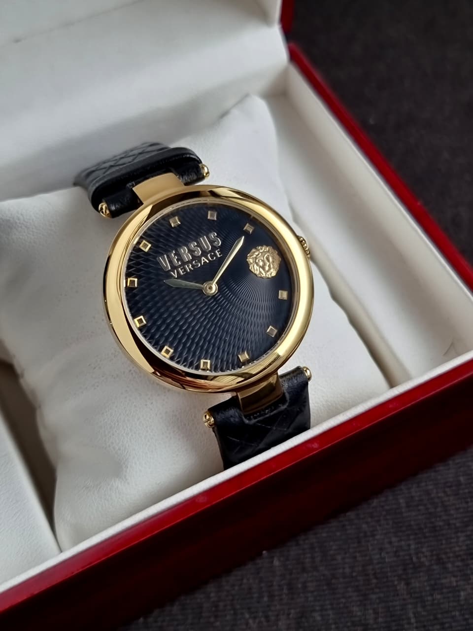 Versus Versace Women's Watch – 36mm, Black Dial, Black Leather Strap, Rose Gold Case - Image 3
