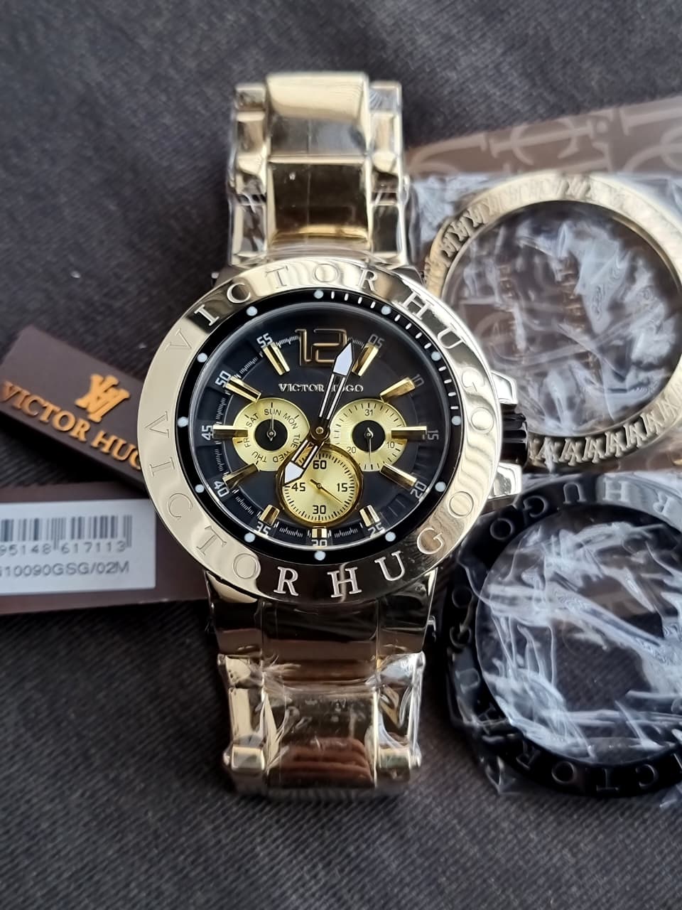 Victor Hugo Cosmo 3 Bezels Gold Stainless Steel Quartz Men's Watch – VHG10090GSG/02M - Image 4