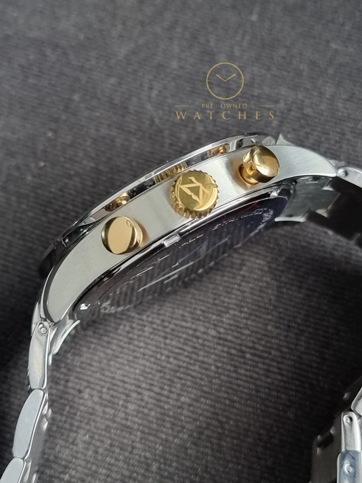 Zink Gents Watch Golden Chronograph White Dial 45mm Watch - Image 5